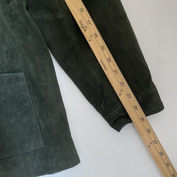 Denim&Co Suede Jacket Women XL Moss Green Button Up Cowgirl Grunge - Picture 8 of 12